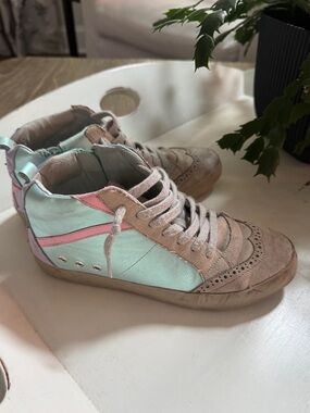 ShuShop Mint & Pink High-Top Kids Sneakers